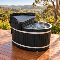 Black Canadian Red Cedar Tub with Ice-Producing Chiller